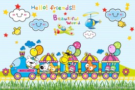 卡通动物火车背景