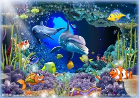 3D立体海洋世界背景墙装饰