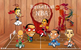 卡通篮球明星装饰画背景墙