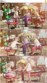 三个女孩玩游戏