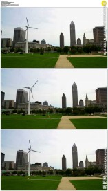 克利夫兰旋转的风车草坪蓝天