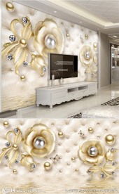 软包珍珠玫瑰珠宝背景墙