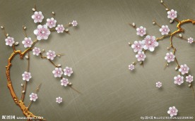 新中式珠宝梅花电视背景墙