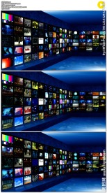 蓝色多屏演播室