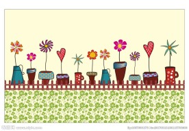 墙纸 卡通花草墙纸