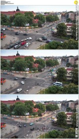 航拍十字路口车辆