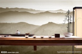 新中式家居 壁纸壁画效果图图片