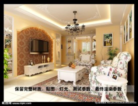 田园客厅吊顶效果图