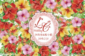 水彩花卉花墙设计舞台背景婚礼