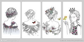 优雅蕾丝线条女孩