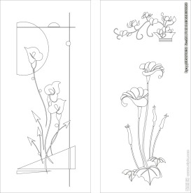 花草移门缕空玻璃雕刻刻绘图案