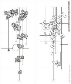 花草移门缕空玻璃雕刻刻绘图案