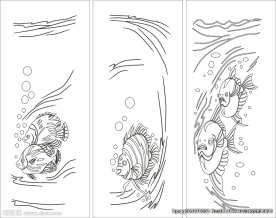 海洋移门缕空玻璃雕刻刻绘图案