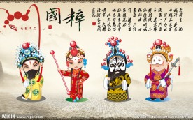 国粹京剧戏曲角色脸谱背景墙