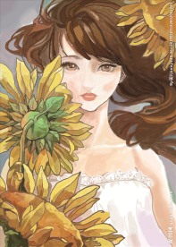 手绘向日葵与女孩