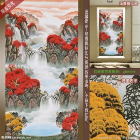 万山红遍山水画