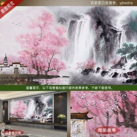 十里桃林山水背景