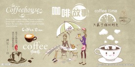 手绘咖啡装饰画
