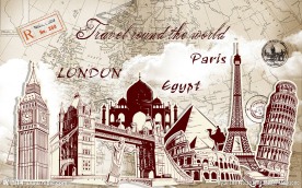 欧式名建筑复古怀旧装饰画背景墙