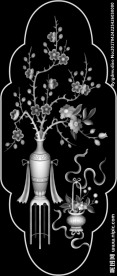 梅花花瓶灰度图