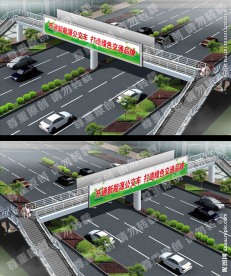 过街天桥三面翻、LED效果图