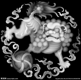 狮子圆盘灰度图
