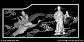 八仙浮雕灰度精雕图
