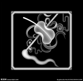 八宝扇子浮雕灰度精雕图
