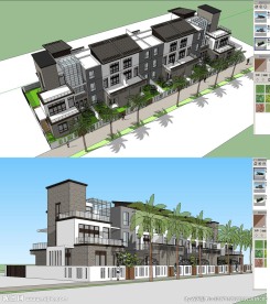 现代中式风格别墅模型