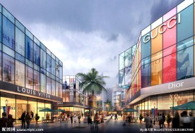 商业街夜景效果图