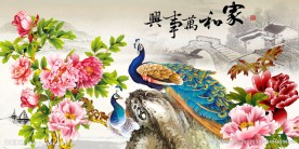 孔雀牡丹图