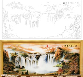 江山如此多娇艺术玻璃矢量图