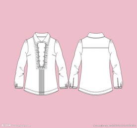 女装双排扣长袖白衬衫