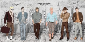 手绘时尚模特背景墙