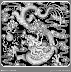 龙祥云精雕灰度图