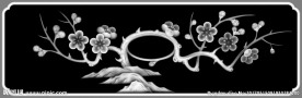梅花抽斗精雕灰度图