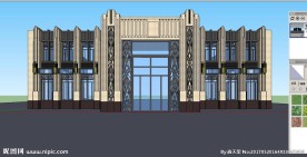 SU欧式住宅入户门模型