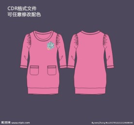 5分袖中袖连衣裙