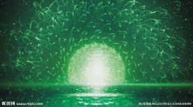 绿色孔雀开屏粒子闪烁