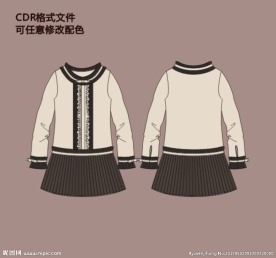 长袖百褶连衣裙