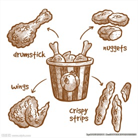 精致手绘炸鸡插画