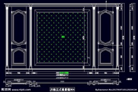 装CAD实木背景雕花墙板背景墙