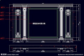 家装CAD实木背景雕花墙板背景