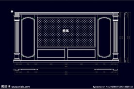 家装CAD实木背景雕花墙板背景