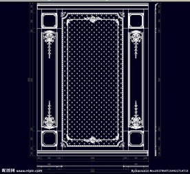 家装CAD实木背景雕花墙板背景