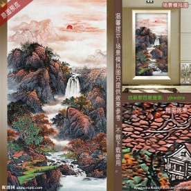 竖式-聚财山水画