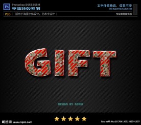 PS特效字体圣诞糖果包装样式