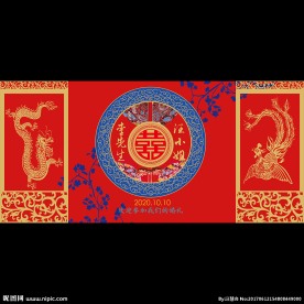 大红金色中式汉唐婚礼背景