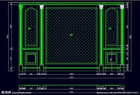 家装CAD实木背景压线墙板背景