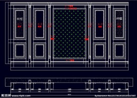 家装CAD实木背景压线墙板背景